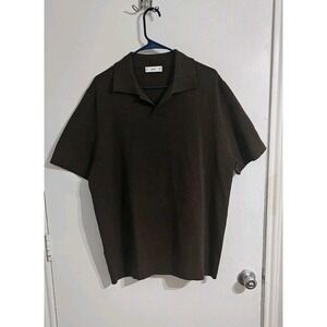 MNG Mango Knitted Polo Neck Sweater Womens XL Brown Minimalist Collared Preppy
